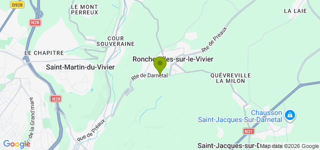 Carte de localisation de la randonnée Très beau circuit sur les 2 coteaux boisés du Robec au départ de Roncherolles-sur-le-Vivier