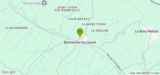 Carte de localisation de la randonnée chemins creux, paysages de bocage et maisons normandes au-dessus de la Calonne au départ de Bonneville-la-Louvet