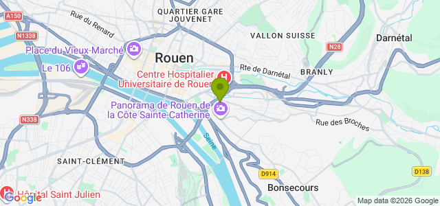 Carte de localisation de la randonnée du Mont Gargan à la Côte Ste-Catherine au départ de Rouen Ste-Catherine