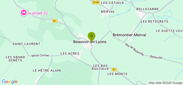 Carte de localisation de la randonnée Le Pays-de-Bray et de Lyons autour de Beauvoir-en-Lyons au départ de Beauvoir-en-Lyons est
