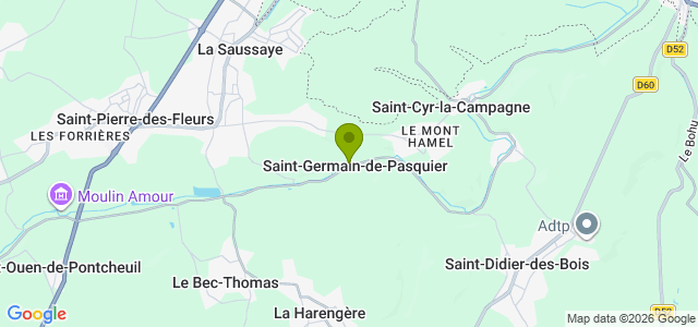 Carte de localisation de la randonnée Circuit du Dué en Pays de Roumois au départ de St-Germain-de-Pasquier