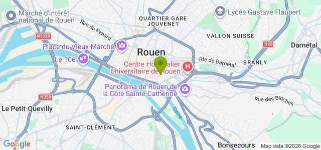 Carte de localisation de la randonnée Promenade romantique rue des Petites Eaux de Robec au départ de Rouen Robec