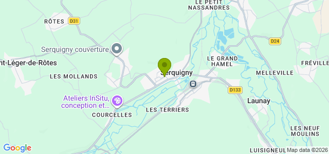 Carte de localisation de la randonnée Circuit de Maubuisson sur le coteau boisé de la Charentonne au départ de Serquigny nord