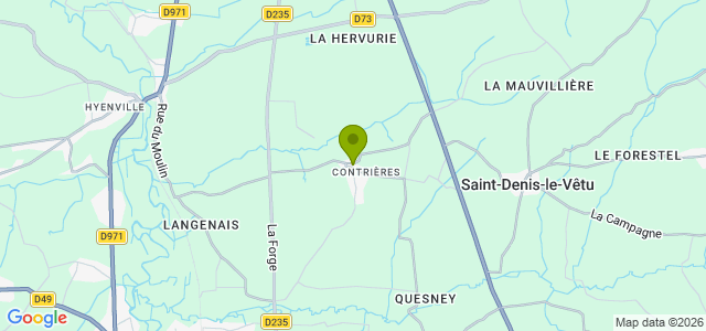 Carte de localisation de la randonnée Au coeur du bocage serré typique du Coutançais au départ de Contrières