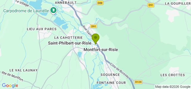 Carte de localisation de la randonnée En forêt domaniale de Montfort jusqu'aux ruines du château médiéval au départ de Montfort-sur-Risle