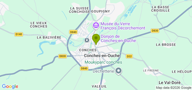 Carte de localisation de la randonnée La vallée du Rouloir au départ de Conches-en-Ouche