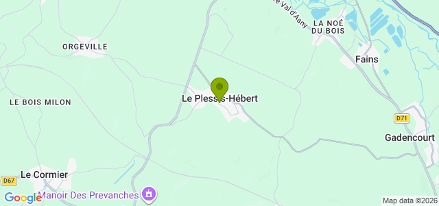 Carte de localisation de la randonnée Vallons de l'Eure et forêt de Merey au départ de Le Plessis-Hébert