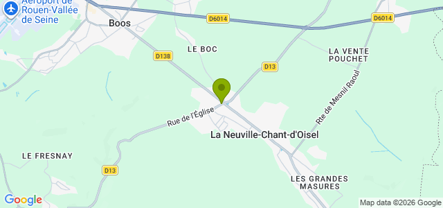 Carte de localisation de la randonnée circuit de la Neuvillette près de Boos au départ de La Neuville-Chant-d'Oisel