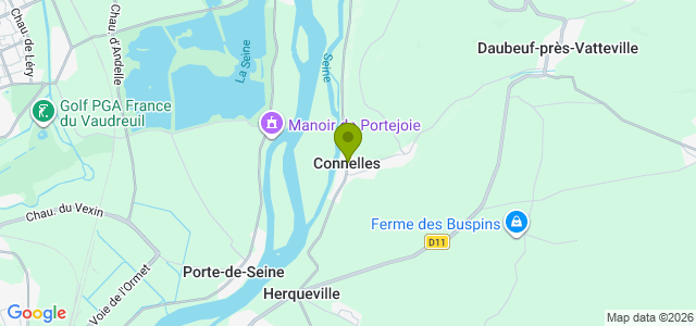 Carte de localisation de la randonnée Sur le coteau de Seine autour de Connelles au départ de Connelles