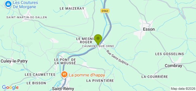 Carte de localisation de la randonnée Boucle emblématique en Suisse Normande au départ de Caumont-sur-Orne