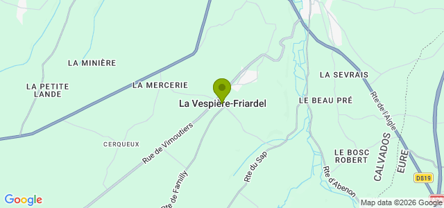 Carte de localisation de la randonnée Sur les collines autour d'Orbec au départ de Friardel