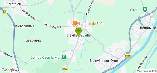Carte de localisation de la randonnée Biéville-Beuville au départ de Biéville-Beuville