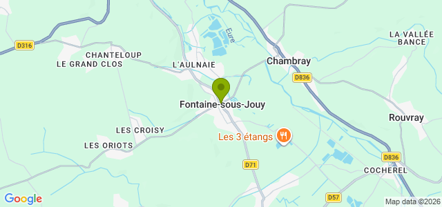 Carte de localisation de la randonnée Promenade le long du Rosey et des étangs au départ de Fontaine-sous-Jouy 2