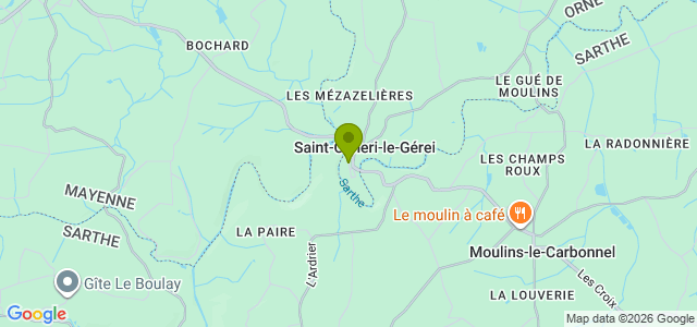 Carte de localisation de la randonnée Circuit des Méandres de la Sarthe au départ de St-Céneri-le-Gérei