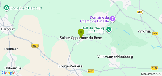 Carte de localisation de la randonnée Le château du Champ de Bataille au départ de Ste-Opportune-du-Bosc