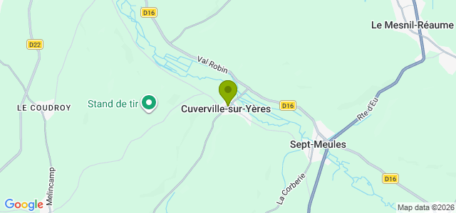 Carte de localisation de la randonnée Circuit de Gratte-Panche au départ de Cuverville-sur-Yères