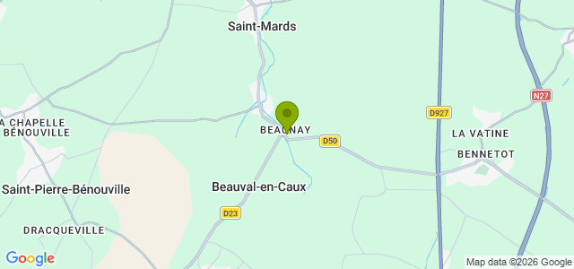 Carte de localisation de la randonnée de la vallée de la Vienne à celle de la Saâne au départ de Beauval-en-Caux