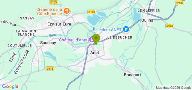 Carte de localisation de la randonnée De la forêt de Dreux à la Vallée des Cailles au départ de Anet