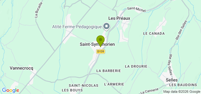 Carte de localisation de la randonnée Circuit du Vent d'Ouest et du Vert Buisson au départ de St-Symphorien