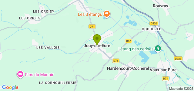 Carte de localisation de la randonnée Circuit Collines et Vallons au départ de Jouy-sur-Eure