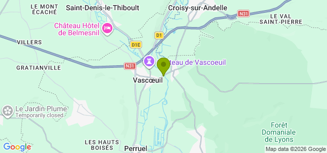 Carte de localisation de la randonnée Boucle entre Vascœuil, les Hogues et l'Andelle au départ de Vascoeuil 2