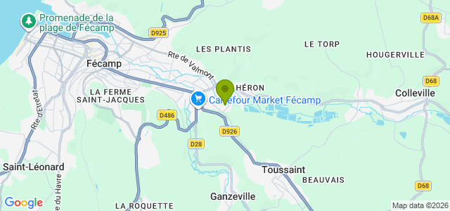 Carte de localisation de la randonnée Au cœur des deux vallées au départ de Fécamp 2