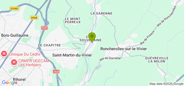 Carte de localisation de la randonnée Chemins des bois du Mont Perreux au départ de St-Martin-du-Vivier