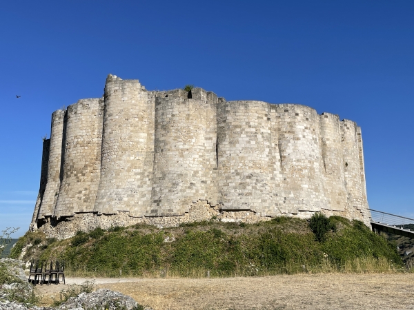 Nous voilà au pied de la haute-cour qui abrite le donjon. La haute-cour est constituée de tours contiguës destinées à supprimer les angles morts. La haute-cour et le donjon sont les éléments les mieux conservés du château.