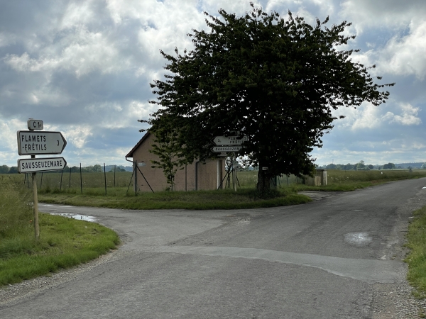 Nous sommes arrivés sur la route de la Mare aux Daims, et tournons ici à gauche vers la Sausseuze Mare.