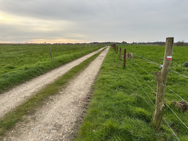 Rapidement après l'église, nous trouvons notre premier chemin (GR212B). Il va nous conduire jusqu'à Crasville.