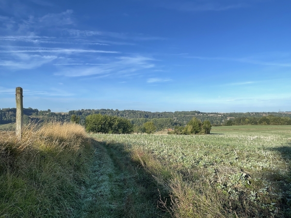 Regard arrière sur la vallée et le coteau sud.