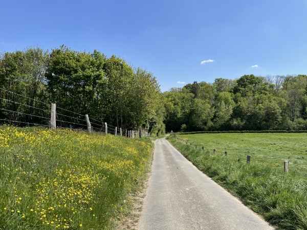 Après le Mont Ecaché, nous suivons la petite route vers le hameau de Villers.