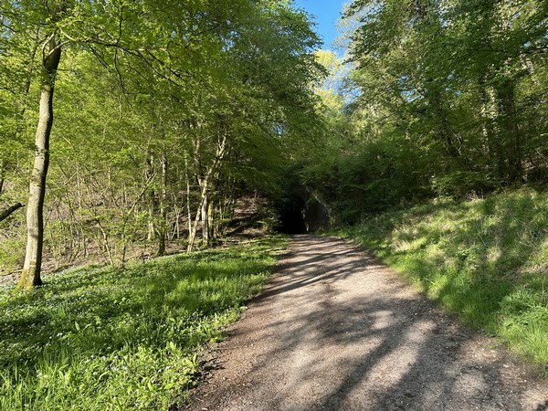Cette fois, nous passons sous l'ancienne ligne Rouen-Orléans. Cette ligne emprunte le viaduc des Sept Piles un peu plus au nord. Le viaduc des Dix-Sept Piles, lui, permettait de relier cette ligne à celle de Mantes-la-Jolie - Cherbourg. Nous retrouverons la ligne Rouen-Orléans dans la deuxième partie de la boucle.