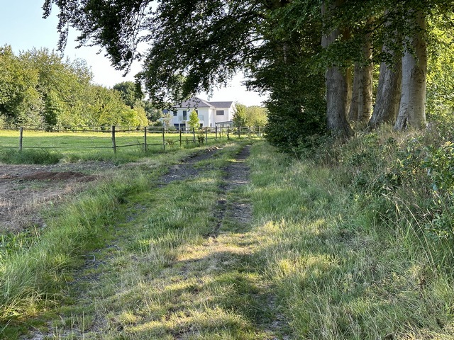 Le chemin du bois de Claville débouche à proximité de St-Nicolas-de-la-Haie.