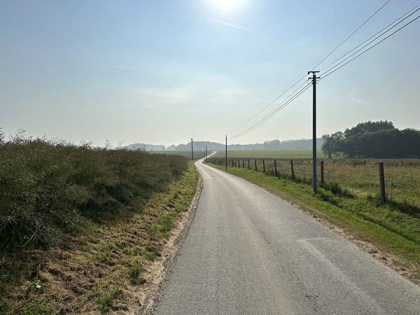 La route de la Mare à Bache, n'est pas le passage le plus sympathique de ce circuit, mais c'est elle qui réunit, dans une même rando, l'église de Bébec et le château de Villequier.