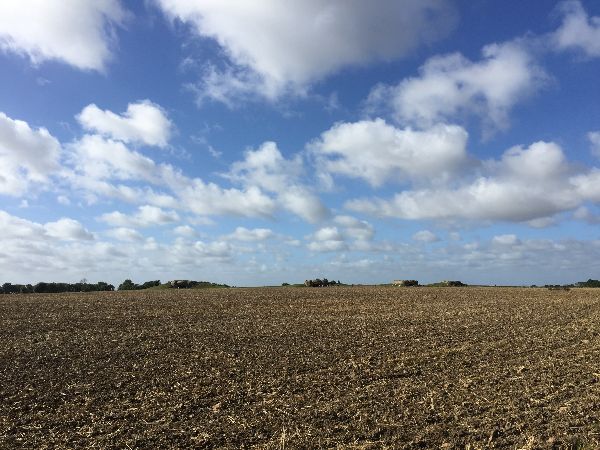 Nous pouvons déjà distinguer les casemates de la Batterie de Longues-sur-Mer.