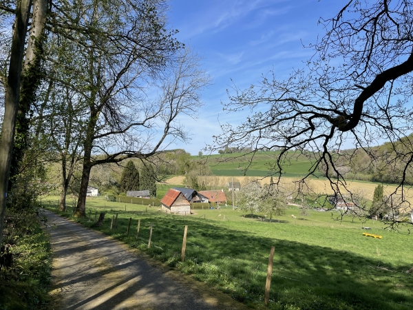 Notre chemin a rejoint l'impasse du Vallon. Nous allons descendre pour trouver le chemin suivant.