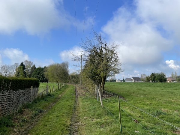 Nous traversons la D913 et continuons sur ce chemin qui rejoint la rue de la Bouillote.