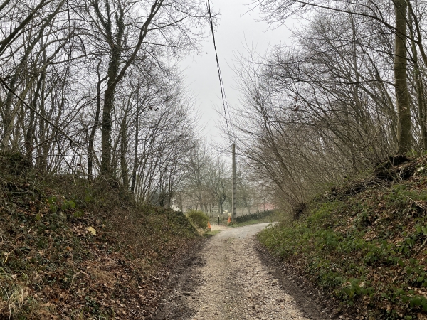 Nous arrivons dans la vallée au hameau Saint-Martin. Un peu plus loin, sur notre droite, se trouve l'ancien prieuré de Tous-les-Saints. Fondé par le seigneur de la Grande Heuzé en 1130, reconstruit au XIIIe siècle, puis détruit à la Révolution, les murs de la chapelle sont encore bien visibles depuis la D154.