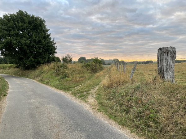 Nous quittons la rue de la Jubinière pour suivre le chemin à droite.