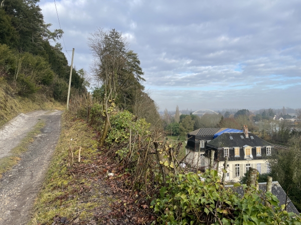 Nous suivons l'allée du Roule. A nos pieds, un château retrouve une seconde jeunesse.