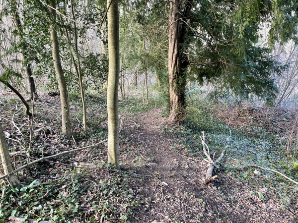 Après la dernière maison, le chemin devient un sentier et descend vers le Ruisseau St-Christophe.