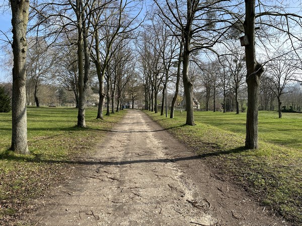 Chemin du parc entre le château et l'église.