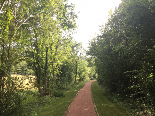 Nous avons rejoint la voie Claude Lemesle, aménagée sur l'ancienne ligne Caudebec-en-Caux - Barentin.