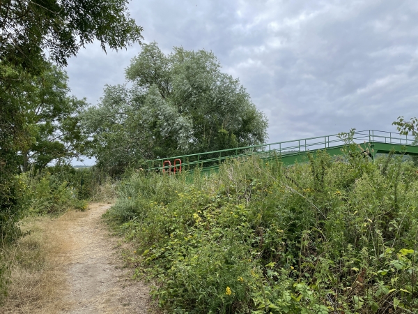 Nous voilà arrivés à la passerelle qui depuis son remplacement permet de continuer notre marche vers l'amont.