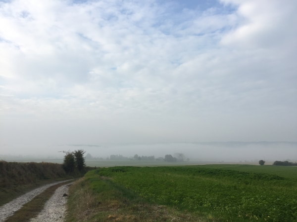La brume matinale recouvre encore la vallée de la Béthune.