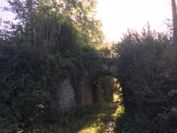 Nous passons sous l'ancienne voie ferrée de Charleval à Serqueux. Le bâtiment de la gare de Sigy-Argueil existe toujours.