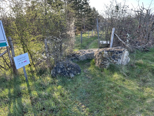 En arrivant à la route des Fiefs, nous découvrons un sentier qui longe la route et permet de l'éviter.