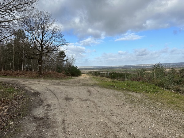 Coup d'oeil sur la vallée, avant de tourner à gauche sur la route forestière de Bonport.