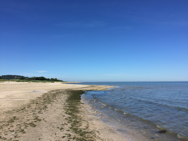 La plage de Pennedepie, regard arrière.